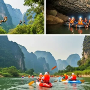 방비엥 '원데이투어3'-짚라인·동굴튜빙·카약킹 체험