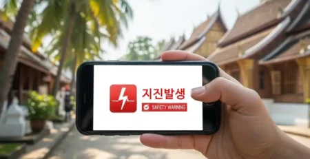 라오스 여행 안전, 지진 발생 경고 문자